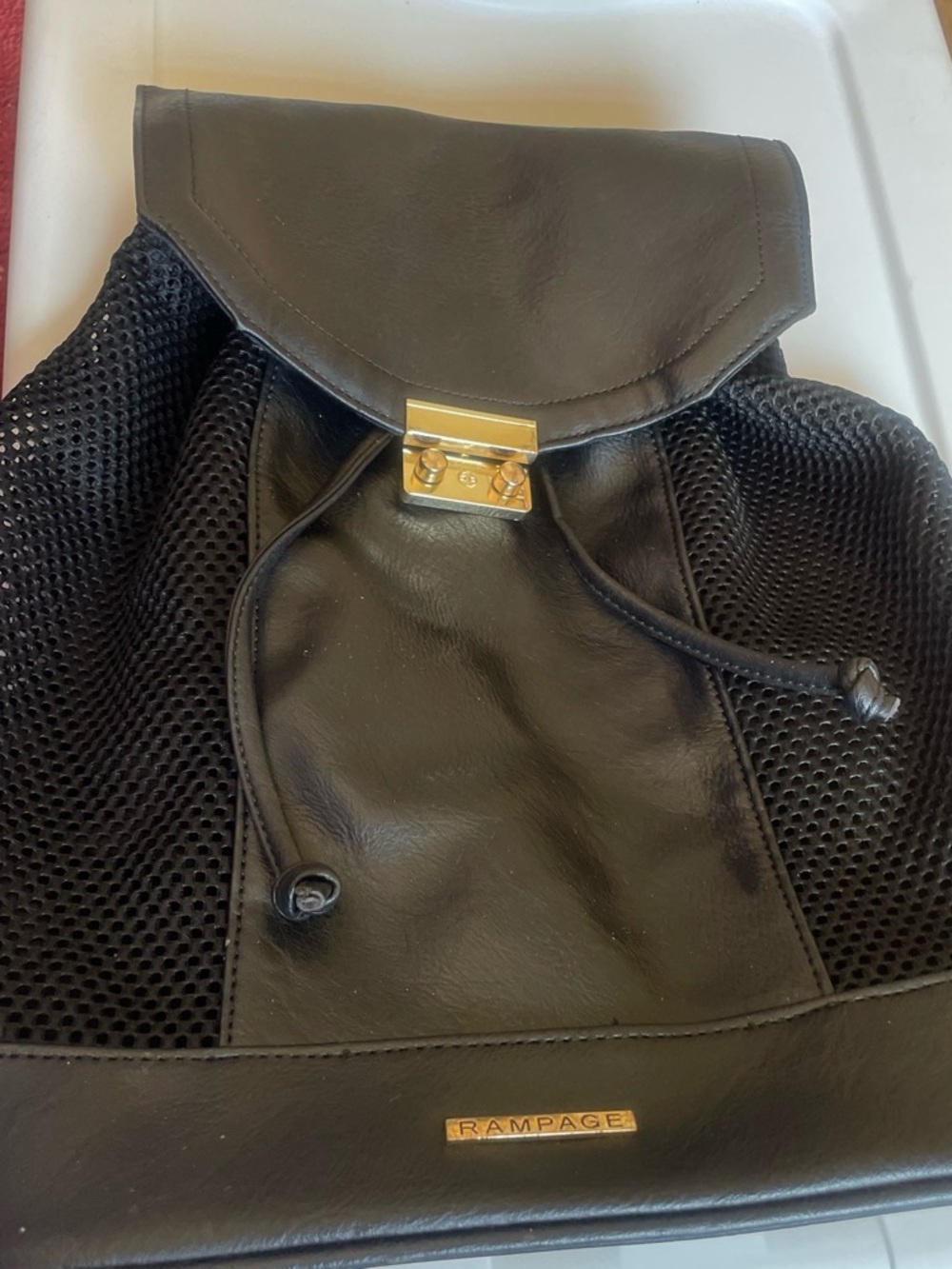 Rampage Black Drawstring Backpack with Gold-Tone Accent